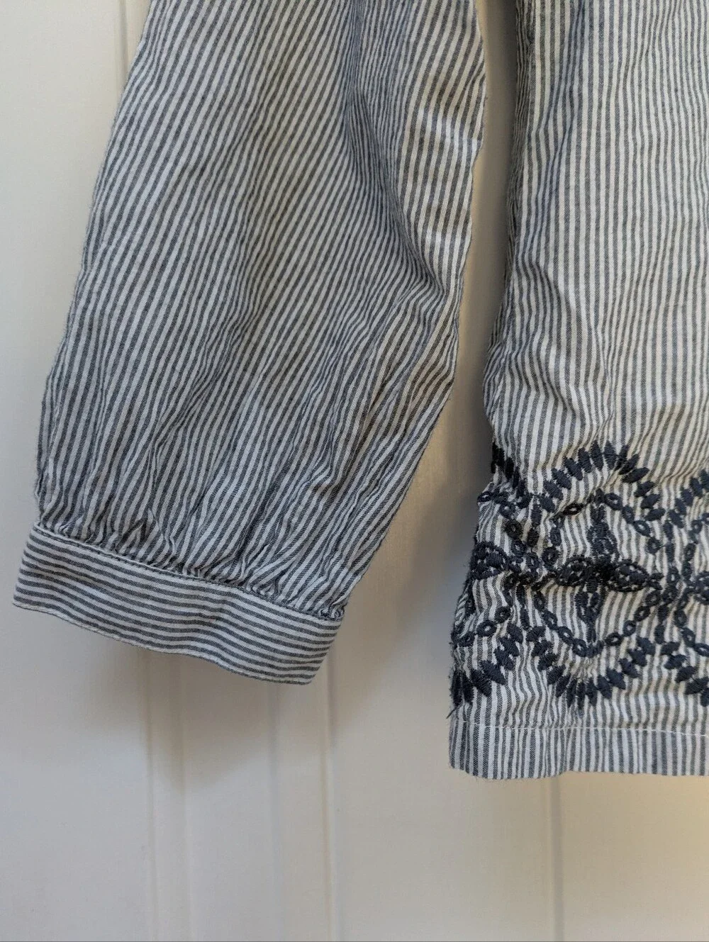 GAP Kids Striped and Embroidered Peasant Top